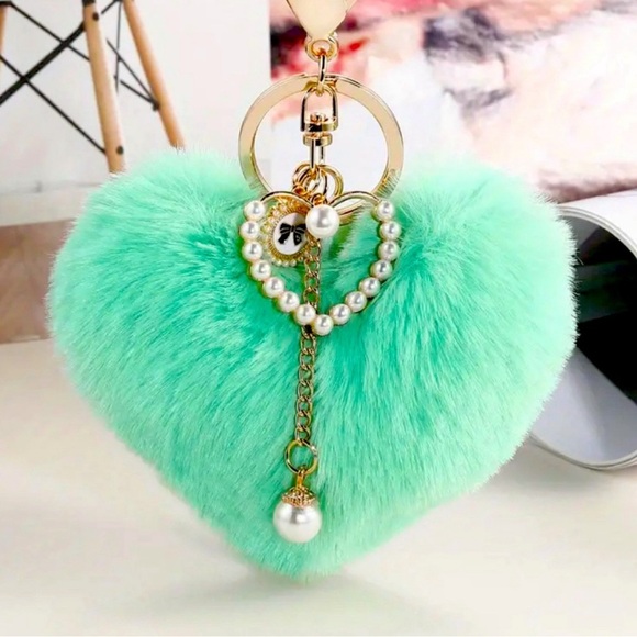 Heart Bag Charm Key Ring Mint Green. New - Picture 2 of 2